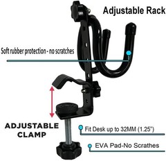 Universal Clamp-On Airbrush Holder for Gravity, Side, Bottom Feed & Trigger Guns