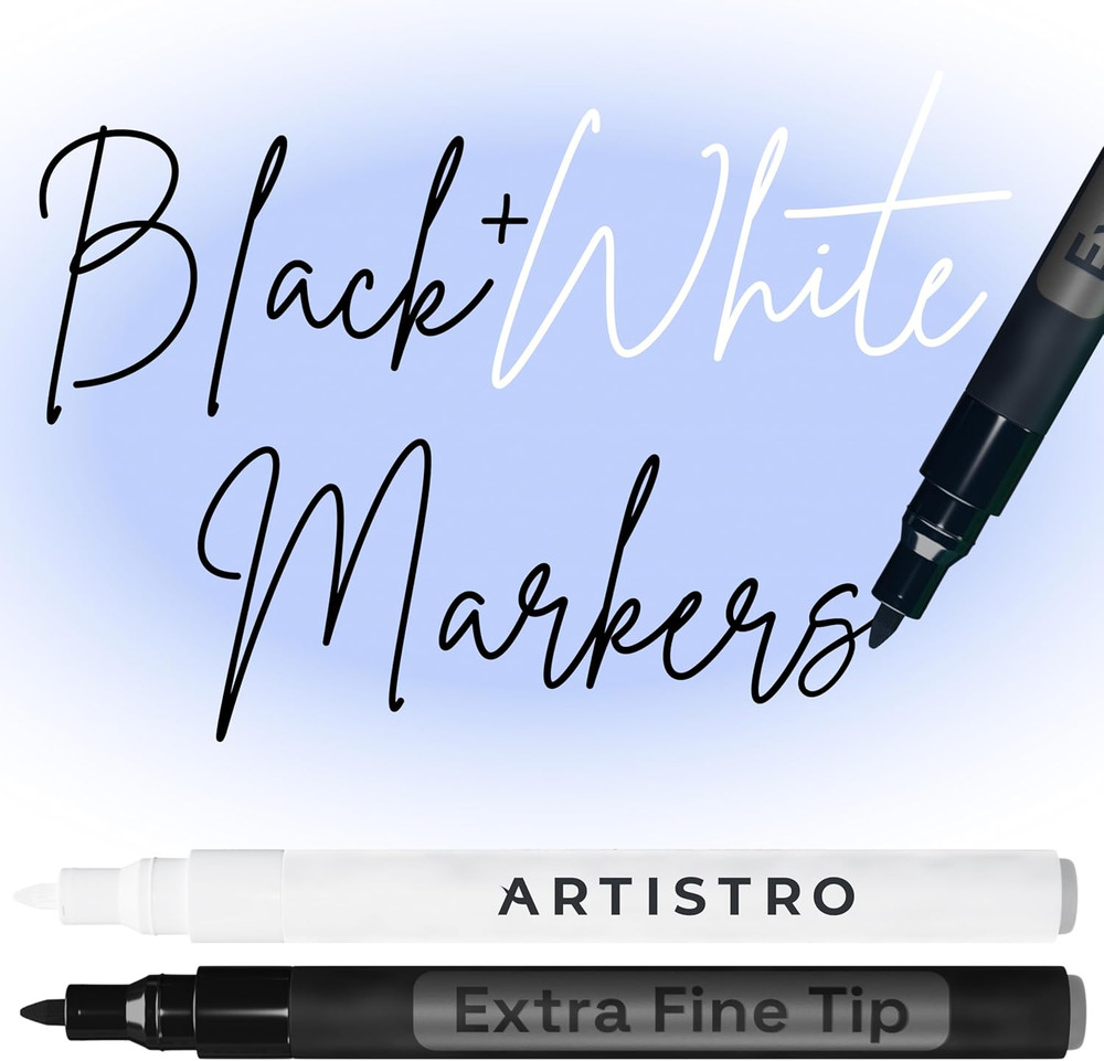 2 Black & White Acrylic Paint Markers – 0.7Mm Extra Fine-Tip Paint Pens – Perfec