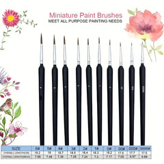 10/11Pcs Miniature Paint Brushes, Detail Tip Paint Brushes Set with Ergonomic Ha