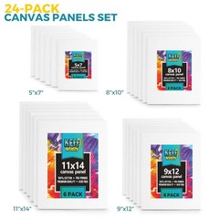 24-Pack Canvas for Painting, 6 of 5X7, 8X10, 9X12,11X14 Painting Canvas Boards!!