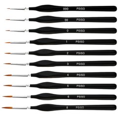 PSISO 10 PCS Miniature Paint Small, 10pcs Black Miniatures Bruhses