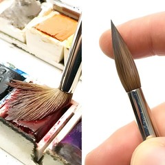 Sable Watercolor Brushes, #0, #2, #4, #6, #8, #10, #12, #14, #16, Brown