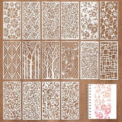 16 Pcs Stencils for Crafts Reusable Painting 22×10.5cm, white