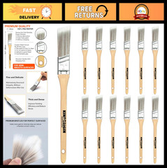 12 Pcs 1 Inch Angled Paint Brushes Set – Ultra-Dense Soft Bristles for Trim & De
