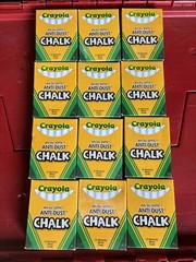 CRAYOLA Anti-Dust White Chalk 12 Packs Of 12!