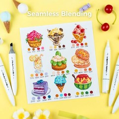 Ohuhu Alcohol Markers 60 Colors Mini Brush&Slim Broad Illustration Tones Markers