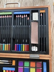 Used Gallery Studio Deluxe Art Set with Wooden Case Colored pencil pastels paint