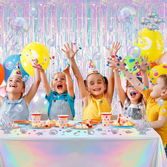 6 Piece Silver Dazzling Colors Decor Set 3 Pcs Disposable Laser Holographic Plas