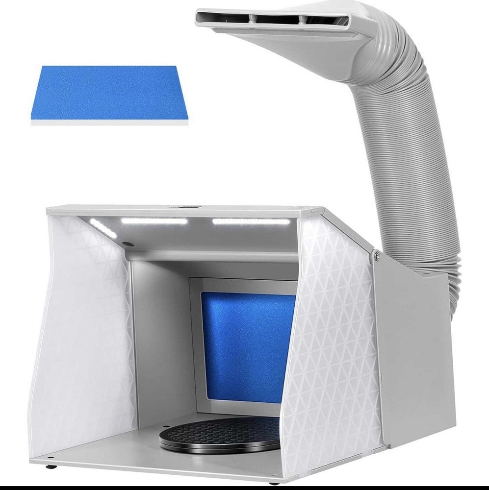 Vivohome Dual Fans Airbrush Paint Spray Booth With 4 LED Lights Turn Table