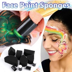 12 PCS Black Nylon Face Paint Brushes Set With 30 PCS Sponges For Body Art
