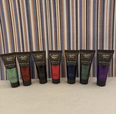MASTERS TOUCH ACRYLIC PAINT-INTENSE COLORS-4 TUBS 4.1 FL.-7 TUBES-0.74 FL.OZ NEW