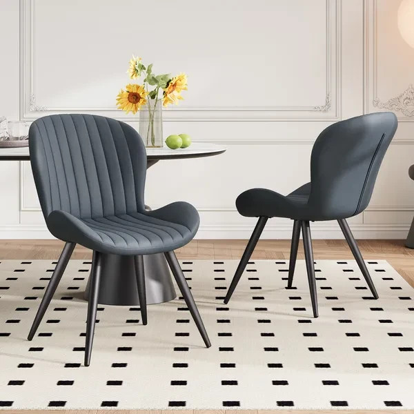 Tech-Fabric Dining Chairs 2-Pc Set – Light Beige Ribbed