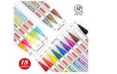 18 Extra Fine Paint Markers Color Set Point Tip Oil Based Pen Permanent Ink Gift