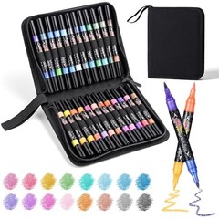 48 Colors Glitter Brush Markers,Pack Dual Tip Brush Glitter Marker for 24