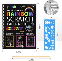 4 Pack Scratch Arts Drawing Notebook for Kids Drawing Pad, Large Rainbow Scratch