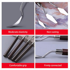 5pcs Palette Knife Set Stainless Steel Painting Scrapers with Wooden Handles