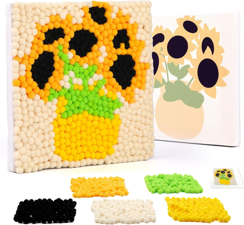 Veroave Pom Pom Painting Art Kit for Adults, Perfect Pompom Painting Kit, Colorf