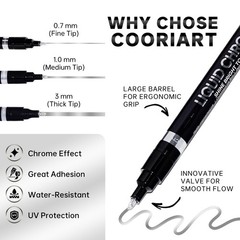 3PK Liquid Chrome Markers Permanent Mirror Pens for Plastic Metal Model Painting