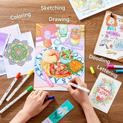 Shuttle Art Brush Pens,Watercolor Brush Pen Set,105 Colors,with 1 Coloring Book