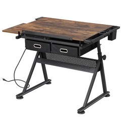 Adjustable Drafting Table for Artists – Drawing Table with Drawers & Outlet