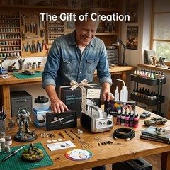 Air Compressor & Airbrush Kit 12 Primary Colors Acrylic Dual-Action 0.3/0.4/0.5