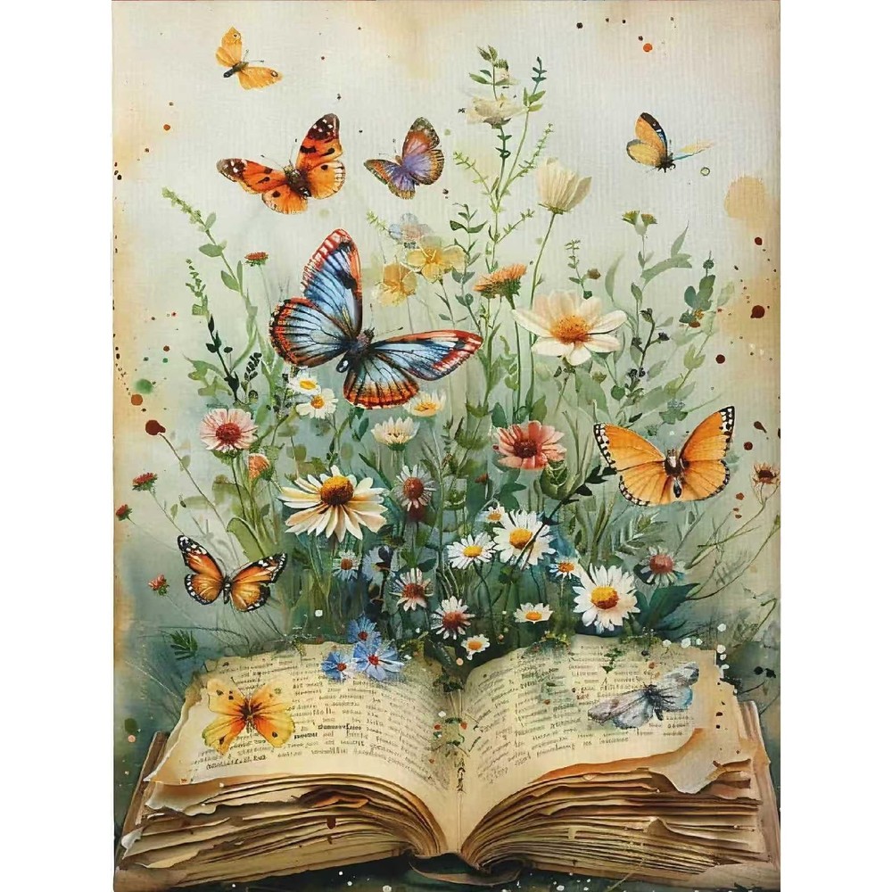 Book Flower Paint by Numbers Kit for Adults Beginner,Butterfly Easy Adult Pai…