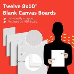 Canvases for Painting 12 Packs – 8 x 10” Blank Canvas 100% Cotton Painting Ca…