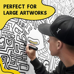 3 Jumbo Permanent Markers Black 15Mm Thick Wide Tip Large Acrylic Paint Marker