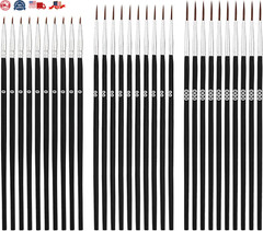 30Pcs Detail Paint Brushes, Fine Tip Paint Brush with 3 Sizes #0#00#000 Mini Tin