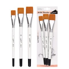 Artist Paint Flat Brushes Set Acrylic Oil Watercolor Painting Art Craft Nylon