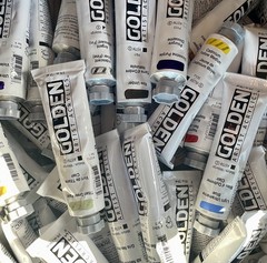 Golden Artist 100 Acrylics 2oz Mixed Color Paint Tubes 59ml Art Brush NEW