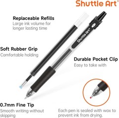 Durable Black Gel Ink Pens 36 Pack Retractable Medium Point for Everyday Writing