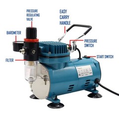 Psipro 1/5Hp Airbrush Kit Compressor Gravity Dual-Action Airbrush Airbrush