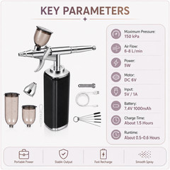 Cordless Airbrush Kit Compressor USB Single Action Nail Cake Makeup Model Paint
