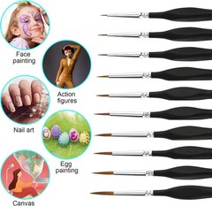 10 PCS Miniature Paint Brushes Small, 10pcs Black Miniatures Bruhses