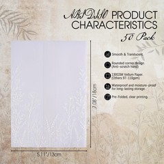 50 Pack Vellum Jackets for 5×7 Invitations – Pre-Folded 130GSM Translucent Pa…