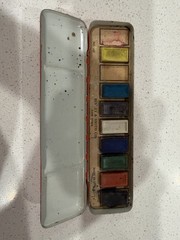 Vintage Binney & Smith Co. Playing No. 155 Watercolor Set in Red Tin Case