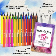 Watercolor Brush Pens For Lettering Coloring Calligraphy Set Of 28 Watercolor Pe
