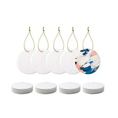 25 PCS Sublimation Ceramic Ornaments Bulk White Blank with 2.75 Inch Round
