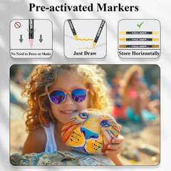 Acrylic Paint Markers, 24 Colors Dual Tip Acrylic Paint Pens for Rock, Fabric, W