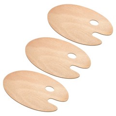 3Pcs 8″x12″ Wooden Paint Palette Wood Color Mixing Oval Painting Palette