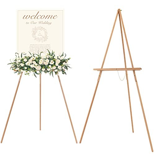 Wood Easel Stand for Display: Wooden Tripod for Poster Board – Natural Color