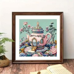 Teapot Castle Diamond Art Kits for Adults,5D 13.79 x inches, YP006