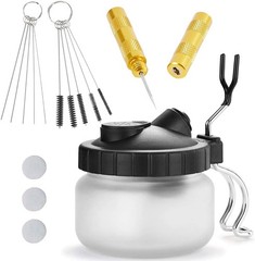 4-Piece Airbrush Cleaning Kit with Glass Pot, Needles & Brushes – Pro Quality
