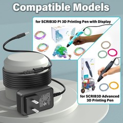 5V 3D Printing Pen Charger with SCRIB3D Pen Power Cord AC DC Adapter for SCRI…