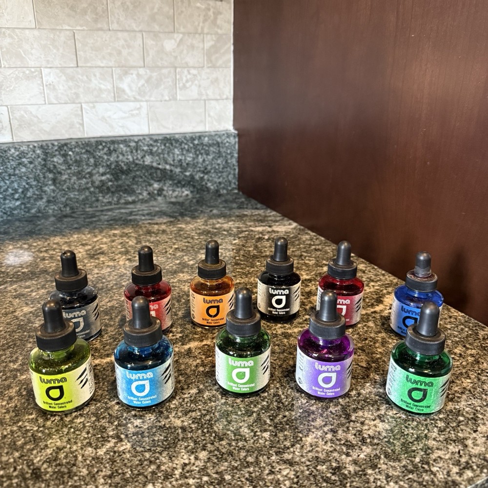 Luma Concentrated Watercolor Ink 11 Colors Green Black Orange Purple Blue