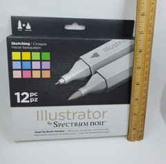 CR3 Spectrum Noir Illustrator Dual Tip Brush Alcohol Artist Markers 12 Pc Set