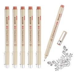 6Pcs 0.5mm Fineliner Ink Pens(Brown)