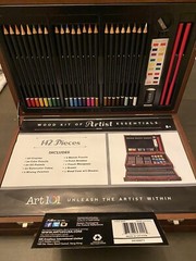 142 Piece Art Set, Wood Cases Crayons, Pencils, Pastels, Watercolors