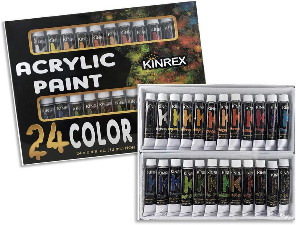 Acrylic Paint Set – 24 Color Art Set – 12 Ml Each – Non Toxic and Vibrant Colors